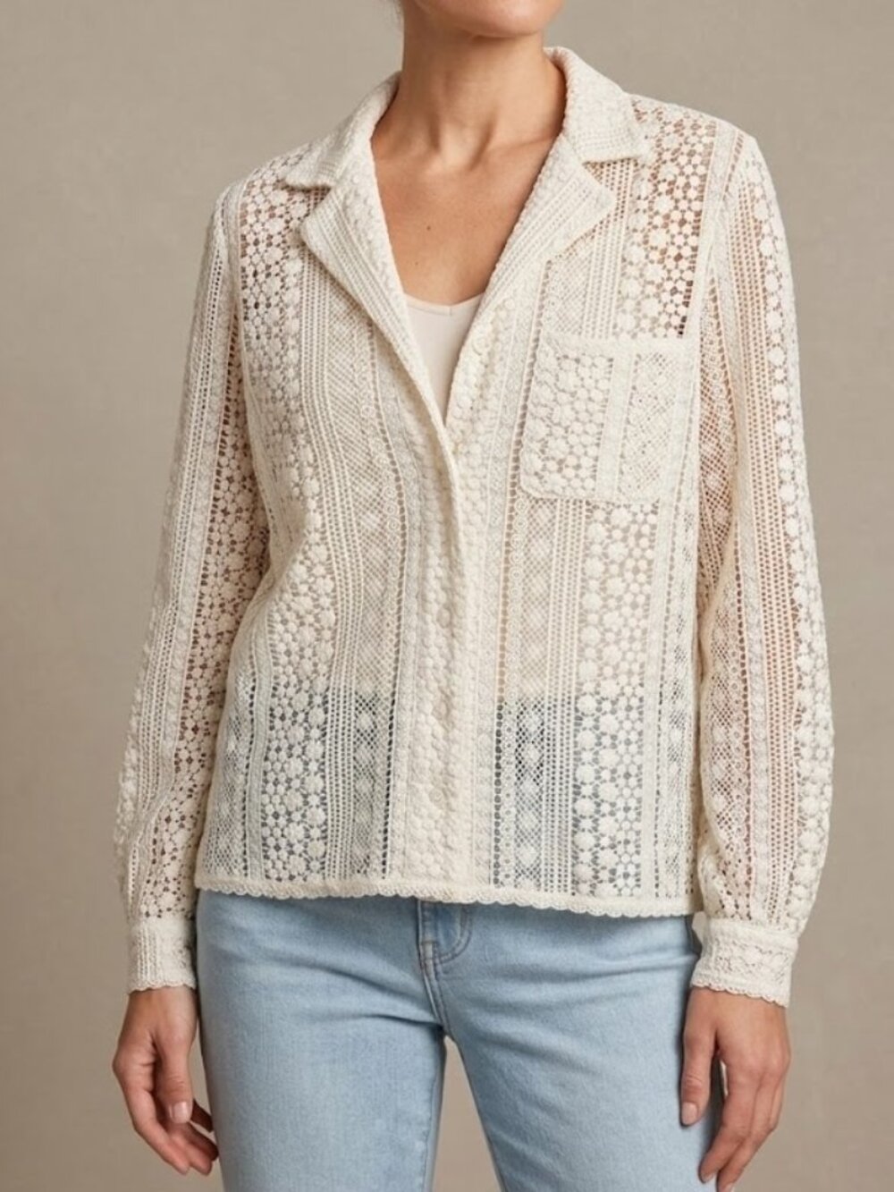 Johnny Was Jade Sameera Button Front Shirt White Embroidered Small (oversized)